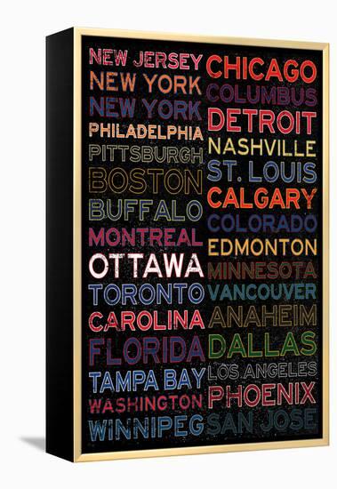 National Hockey League Cities Colorful-null-Framed Stretched Canvas