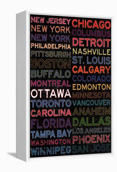 National Hockey League Cities Colorful-null-Framed Stretched Canvas