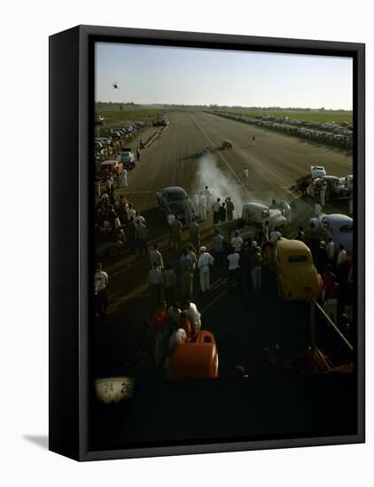 National Hot Rod Association's National Opening Drag Race Held at the Orange County Airport-Ralph Crane-Framed Premier Image Canvas