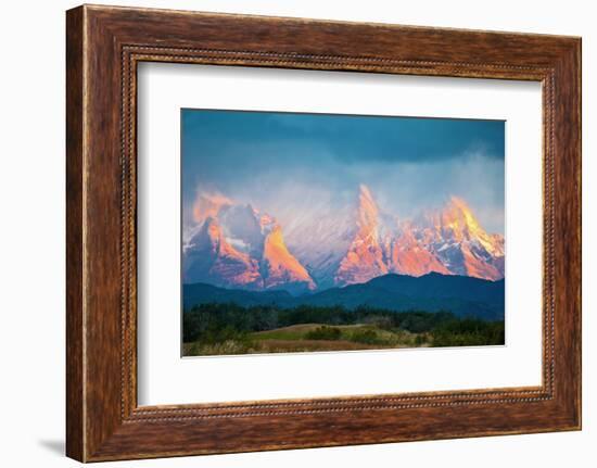 National Park Torres Del Paine in Southern Chile. Sunrise on a Windy Day-kavram-Framed Photographic Print