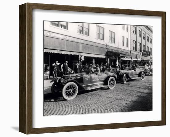 National Parks Highway Processing of Cars, 1916-Asahel Curtis-Framed Giclee Print