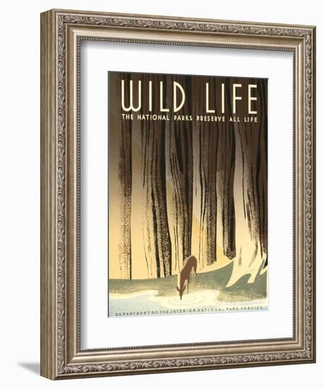 National Parks Travel Poster, Wild Life-null-Framed Art Print