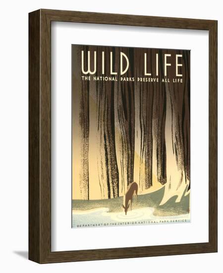 National Parks Travel Poster, Wild Life-null-Framed Art Print