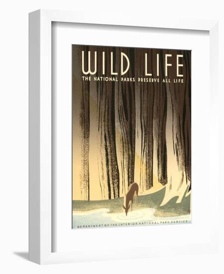 National Parks Travel Poster, Wild Life-null-Framed Art Print