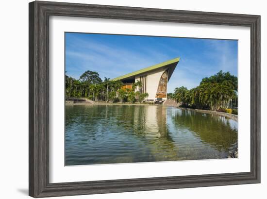 National Parliament reflecting in the water, Port Moresby, Papua New Guinea, Pacific-Michael Runkel-Framed Photographic Print