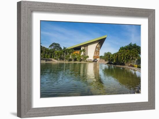 National Parliament reflecting in the water, Port Moresby, Papua New Guinea, Pacific-Michael Runkel-Framed Photographic Print