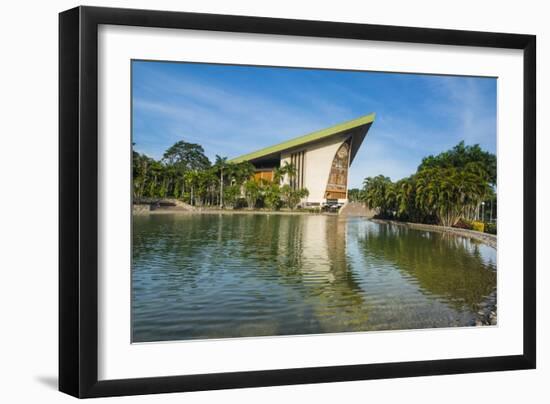 National Parliament reflecting in the water, Port Moresby, Papua New Guinea, Pacific-Michael Runkel-Framed Photographic Print