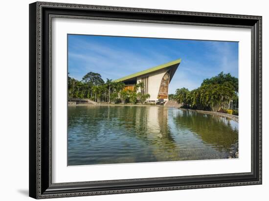 National Parliament reflecting in the water, Port Moresby, Papua New Guinea, Pacific-Michael Runkel-Framed Photographic Print