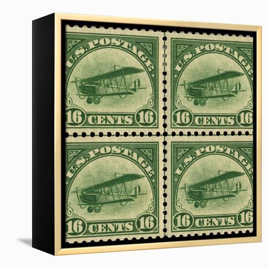 National Postal Museum: 16-Cent U.S. Postage Stamps with the Image of a Plane-null-Framed Stretched Canvas