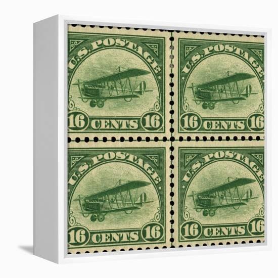 National Postal Museum: 16-Cent U.S. Postage Stamps with the Image of a Plane-null-Framed Stretched Canvas