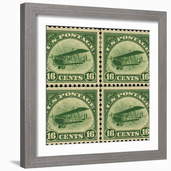 National Postal Museum: 16-Cent U.S. Postage Stamps with the Image of a Plane-null-Framed Art Print