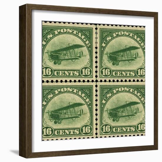 National Postal Museum: 16-Cent U.S. Postage Stamps with the Image of a Plane-null-Framed Art Print