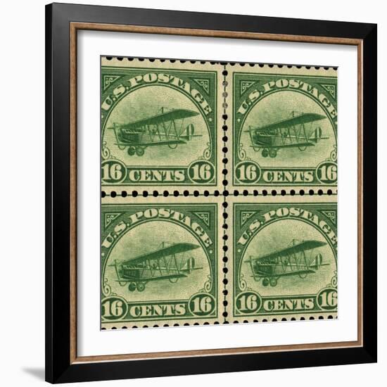 National Postal Museum: 16-Cent U.S. Postage Stamps with the Image of a Plane-null-Framed Art Print