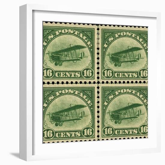 National Postal Museum: 16-Cent U.S. Postage Stamps with the Image of a Plane-null-Framed Art Print