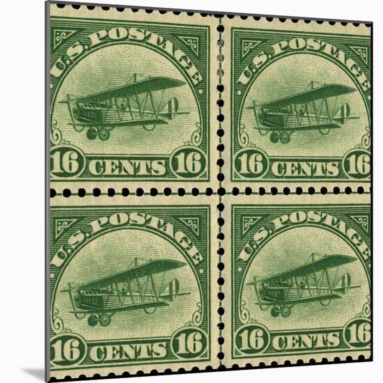 National Postal Museum: 16-Cent U.S. Postage Stamps with the Image of a Plane-null-Mounted Art Print
