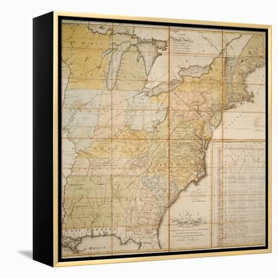 National Postal Museum: 1796 Postal Route Map-null-Framed Stretched Canvas