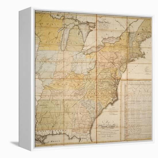 National Postal Museum: 1796 Postal Route Map-null-Framed Stretched Canvas