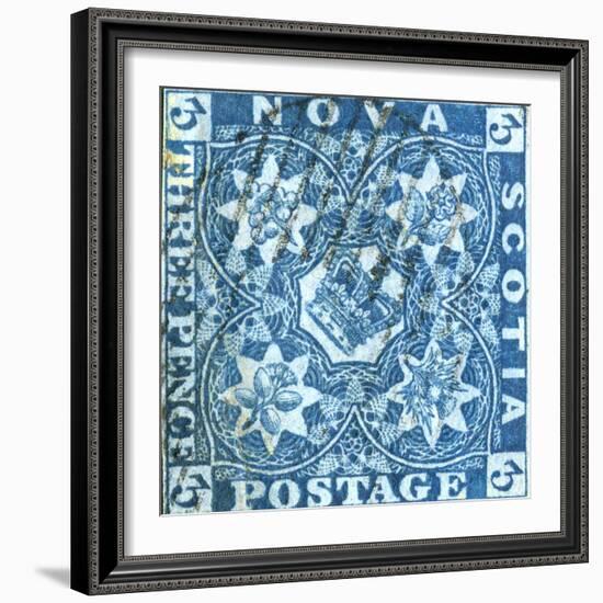 National Postal Museum: 3-Pence Crown of Great Britain and Heraldic Flowers of the Empire stamp-null-Framed Art Print