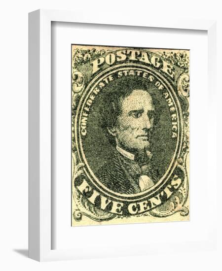 National Postal Museum: 5-Cent Green Jefferson Davis Confederate Stamp-null-Framed Premium Giclee Print