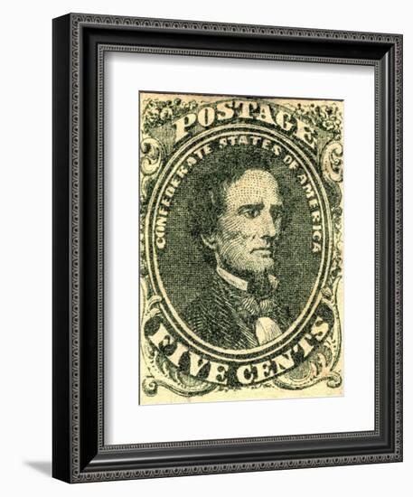National Postal Museum: 5-Cent Green Jefferson Davis Confederate Stamp-null-Framed Premium Giclee Print