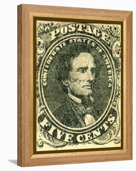 National Postal Museum: 5-Cent Green Jefferson Davis Confederate Stamp-null-Framed Stretched Canvas