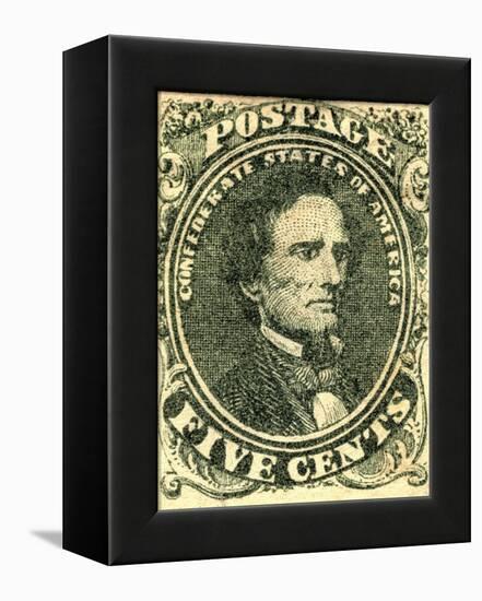 National Postal Museum: 5-Cent Green Jefferson Davis Confederate Stamp-null-Framed Stretched Canvas