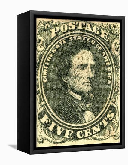 National Postal Museum: 5-Cent Green Jefferson Davis Confederate Stamp-null-Framed Stretched Canvas