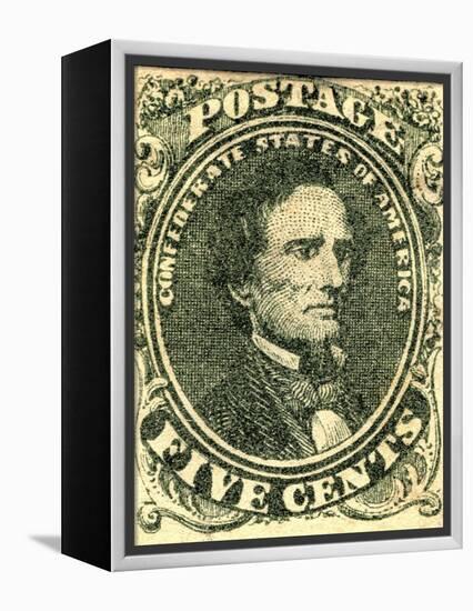 National Postal Museum: 5-Cent Green Jefferson Davis Confederate Stamp-null-Framed Stretched Canvas