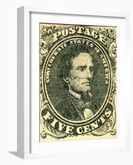 National Postal Museum: 5-Cent Green Jefferson Davis Confederate Stamp-null-Framed Art Print