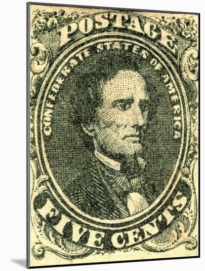 National Postal Museum: 5-Cent Green Jefferson Davis Confederate Stamp-null-Mounted Art Print