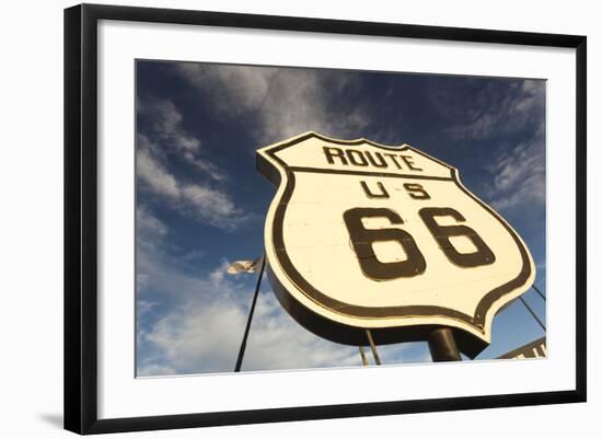 National Route 66 Sign at Sunset, Elk City, Oklahoma, USA-Walter Bibikow-Framed Photographic Print