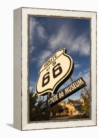 National Route 66 Sign at Sunset, Elk City, Oklahoma, USA-Walter Bibikow-Framed Premier Image Canvas
