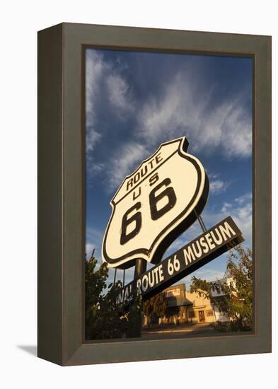 National Route 66 Sign at Sunset, Elk City, Oklahoma, USA-Walter Bibikow-Framed Premier Image Canvas