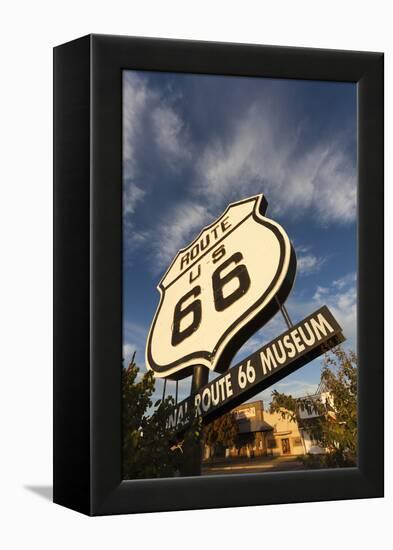 National Route 66 Sign at Sunset, Elk City, Oklahoma, USA-Walter Bibikow-Framed Premier Image Canvas