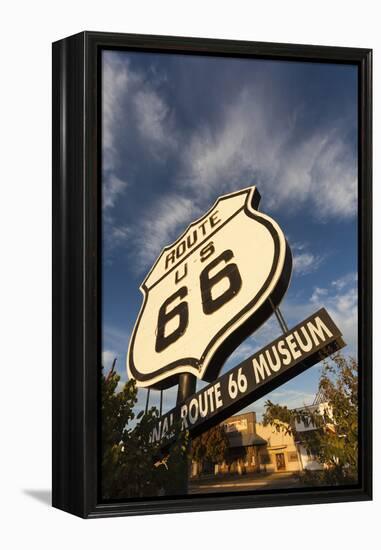 National Route 66 Sign at Sunset, Elk City, Oklahoma, USA-Walter Bibikow-Framed Premier Image Canvas