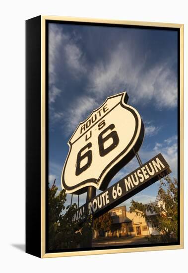 National Route 66 Sign at Sunset, Elk City, Oklahoma, USA-Walter Bibikow-Framed Premier Image Canvas