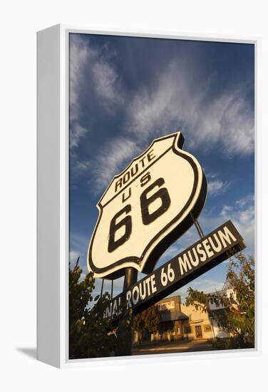 National Route 66 Sign at Sunset, Elk City, Oklahoma, USA-Walter Bibikow-Framed Premier Image Canvas