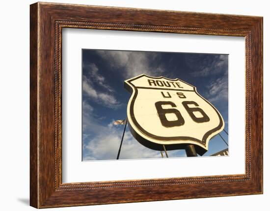 National Route 66 Sign at Sunset, Elk City, Oklahoma, USA-Walter Bibikow-Framed Photographic Print