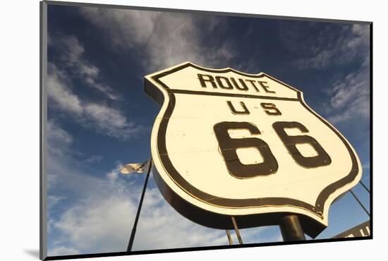 National Route 66 Sign at Sunset, Elk City, Oklahoma, USA-Walter Bibikow-Mounted Photographic Print