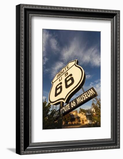 National Route 66 Sign at Sunset, Elk City, Oklahoma, USA-Walter Bibikow-Framed Photographic Print