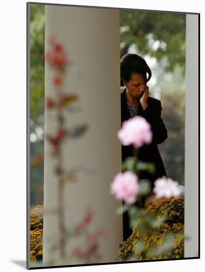 National Security Adviser Condoleezza Rice Listens to President Bush Speak About Cuba-null-Mounted Photographic Print