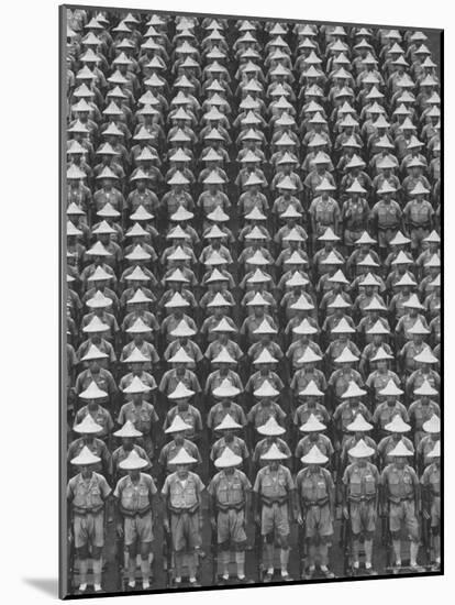 Nationalist Chinese "Boy Battalion" Soldiers, En Masse, in Line Formation, During Army Day Parade-Howard Sochurek-Mounted Photographic Print