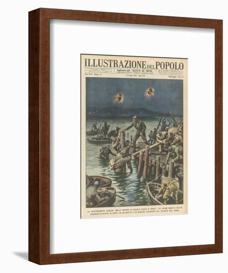Nationalists Cross the River Ebro at Night as They Advance to the Sea-null-Framed Art Print