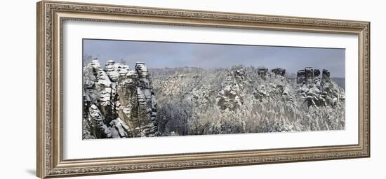 Nationwide Park Saxon Switzerland, Elbsandsteingebirge (Mountain Range), Bastion, Winter-Ronald Wittek-Framed Photographic Print