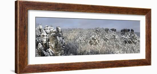 Nationwide Park Saxon Switzerland, Elbsandsteingebirge (Mountain Range), Bastion, Winter-Ronald Wittek-Framed Photographic Print