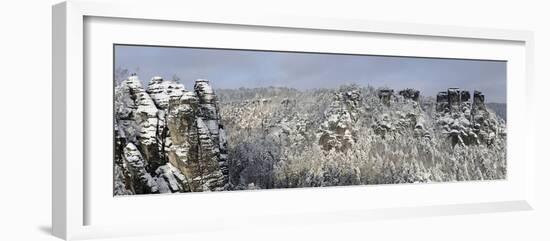 Nationwide Park Saxon Switzerland, Elbsandsteingebirge (Mountain Range), Bastion, Winter-Ronald Wittek-Framed Photographic Print