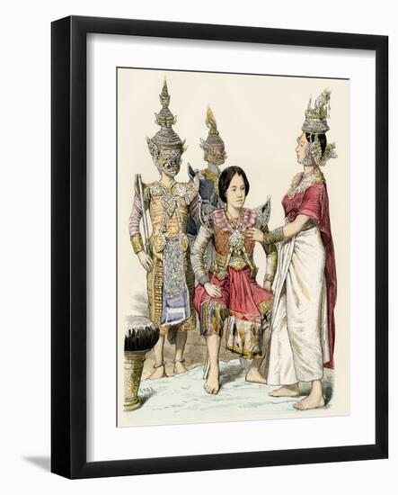 Native Actors and Actresses in Traditional Costume, Siam, 1800s-null-Framed Giclee Print