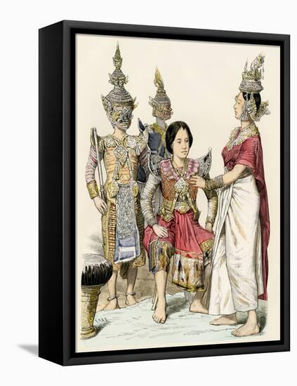 Native Actors and Actresses in Traditional Costume, Siam, 1800s-null-Framed Premier Image Canvas