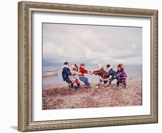 Native Alaskan Children at Play-Ralph Crane-Framed Photographic Print