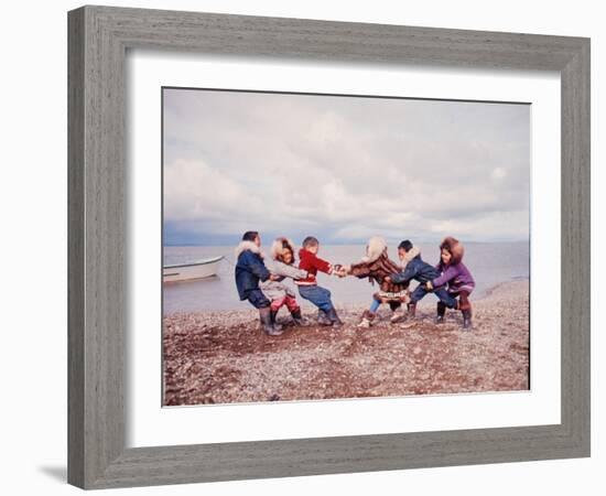 Native Alaskan Children at Play-Ralph Crane-Framed Photographic Print